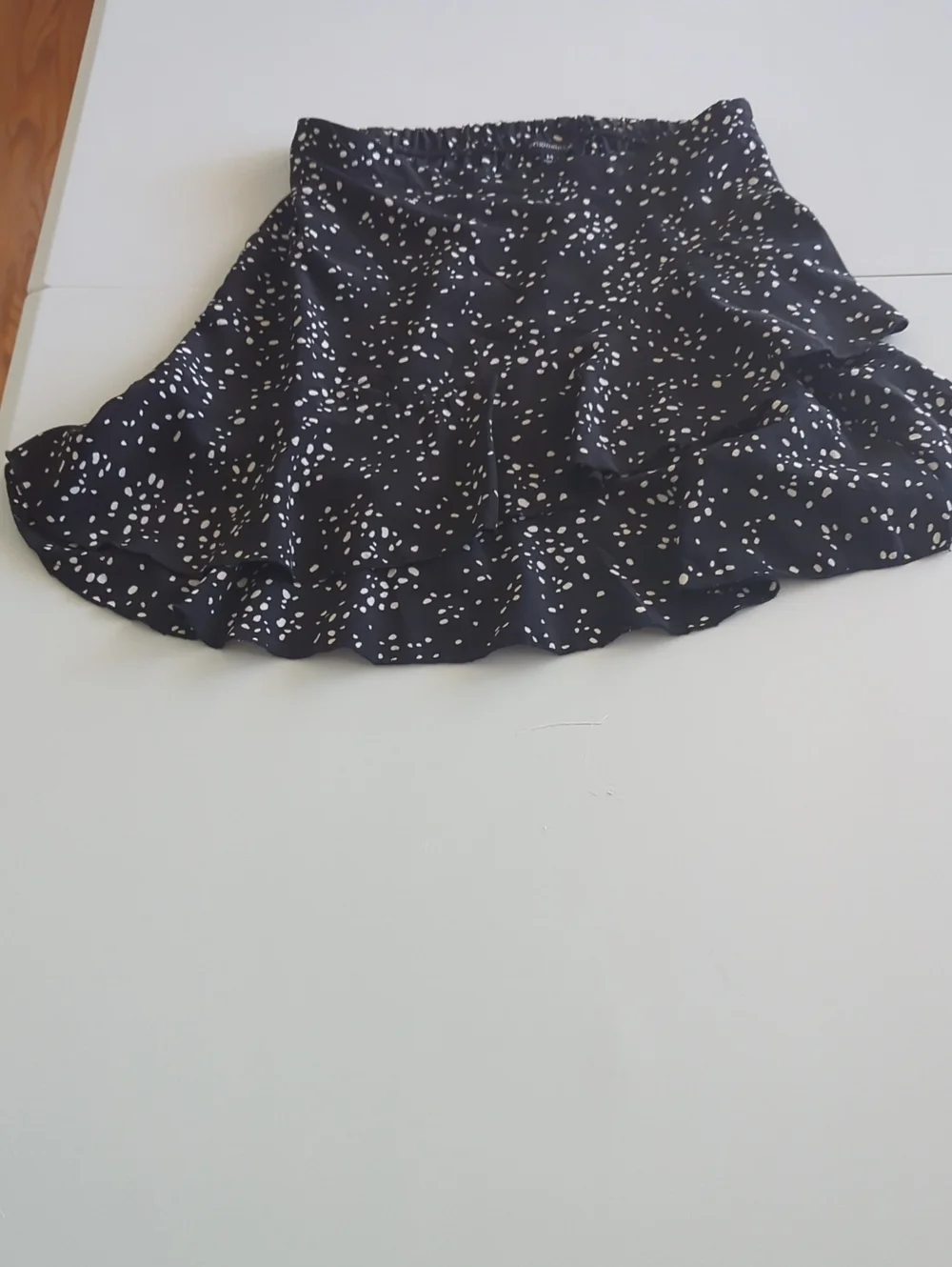 Originality Black & White Polka Dot Ruffled Skater Skirt Med